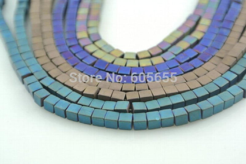 Electrplating Matte Hematite Cube Loose Beads 3mm 4mm 6mm