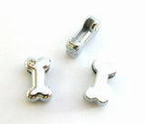 20PCS 10MM Rhinestone Dog Bone Slide Charm for DIY Leather Wristband Keychains