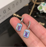 Aurora Temperament Earrings S95 Silver Needle Dripping Oil Flash Earrings