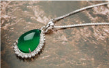925 Silver Women's Necklace Green Corundum Pendants Jade Medulla