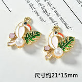 30pcs Colorful Animal Bird DIY Earring Charms Round Pearl Decor 21*15mm
