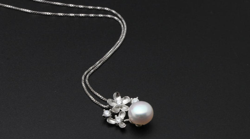 Freshwater Pearl Pendant Necklace 925 Sterling Silver Women Jewelry Wedding