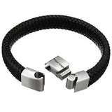 Stylish Stainless Steel Woven Leather Bracelet