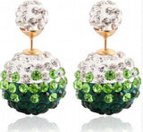 Flower Double Ball Christmas Earrings Crystal Stud Earrings