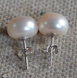 Freshwater Pearl Stud Earrings, 925 Silver, 9-9.5MM, Wedding Party Gift