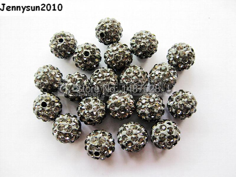 10mm Grey Czech Crystal Rhinestone Pave Clay Disco Ball Beads 100pcs