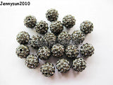 10mm Grey Czech Crystal Rhinestone Pave Clay Disco Ball Beads 100pcs
