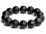 14mm Chalcedony Dull-Polish Beads OM Mani Padme Hum Bracelet