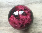 Natural Peach Blossom Stone Jade Ball Crystal Sphere Healing