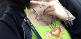 Pink Heart Shape Pendant Necklace for Women Nightclub Wings Star Pin Necklace