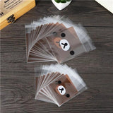 100 pcs Bear Plastic Cookie Bags Biscuit Snack Packing Candy Wedding Bags