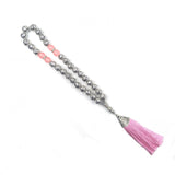 10mm Silver Plated Prayer Beads with Pink Tassel Tasbih Tesbih...
