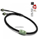 Jade Emerald Hollow Beads Bracelet Adjustable Bangle Hand-Carved Woman Amulet