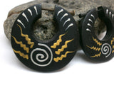 Hand Painted Wooden Hoop Earrings - Boho Hippie Women's Jewelry