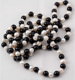 Freshwater Pearl and Agate 8mm Necklace 45-inch Gemstone Beads