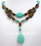 Brown Pearl &Blue Turkey stone&Tiger's Eye Necklace