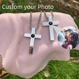 Stainless Cross Photo Projection Necklace with Custom Picture
