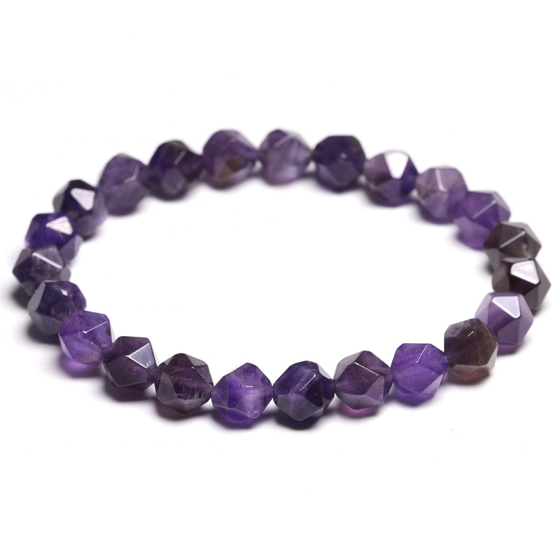 Natural Amethyst Bracelet Cut Surface Couple Stone Bracelet