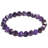 Natural Amethyst Bracelet Cut Surface Couple Stone Bracelet