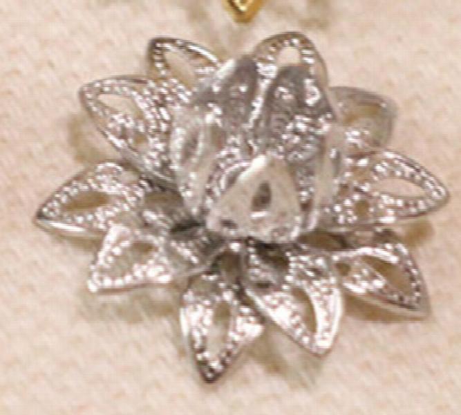 25pcs 16mm Brass Flower Bead Caps, 3D Filigree Flower