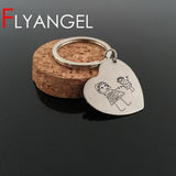 Custom Kids Drawing Keychain Engraved Baby Artwork Charm Key Holder
