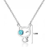 925 Silver Crystal Cat Charm Pendant Choker Necklace