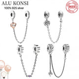 Real 925 Sterling Silver Safety Chain Beads for Charm Bracelet DIY Jewelry