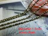 10m Antique Bronze Ball Chain 1.5mm Copper Metal Cable Chain