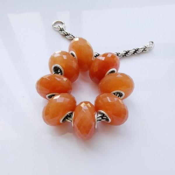 Faceted Natural Stone Beads 925 Sterling Silver for European Charm Bracelets