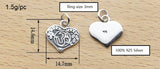 925 Silver Tibetan Charm Buddhist Word Pendant Heart-shape Amulet Godd Luck