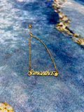 Personalized Stainless Steel Name Bracelet with Gold Heart - Handwriting Style