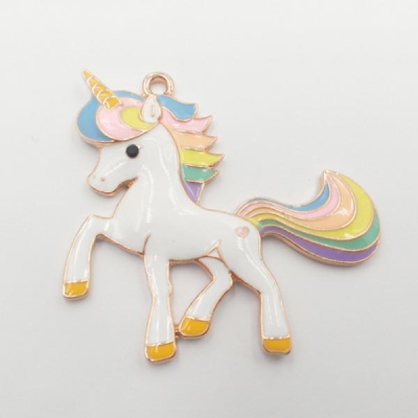 Pastel Rainbow Enamel Unicorn Alloy Pendants 10pcs