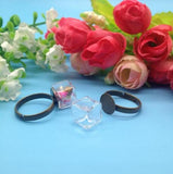5 Sets 10*10mm Ball Square Glass Globe with Bronze/Silver Plated Ring Set