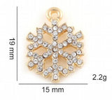 20PCS 15x19mm Rhinestones Snowflake Pendant Charms DIY Accessory