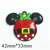 Plated Enamel Christmas Minnie Pendants w/ Dots & Green Bow - 10pcs/lot