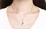 925 Silver Snowflake CZ Pendant Necklace for Women Girls