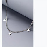 S925 Sterling Silver Star Pendant Double Chain Necklace Women Jewelry