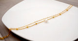 Double Rows Chain Freshwater Pearls Anklet Women Gift