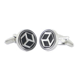 Round Cubic Cufflinks Enamel Round Father's Gift