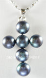White/Black Pearl Bead Cross Pendant Chain Necklace