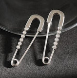 SHANICE Safety Pin Studs Earrings CZ Gothic Crystal 925 Silver Women Jewelry