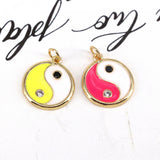 10Pcs Colorful Enamel Yinyang Pendant CZ Charm Necklace Bracelet 17mm