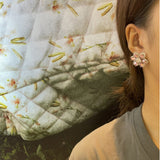 Colorful Zircon 3D Flower Earrings Microinlaid with Zircon 18K