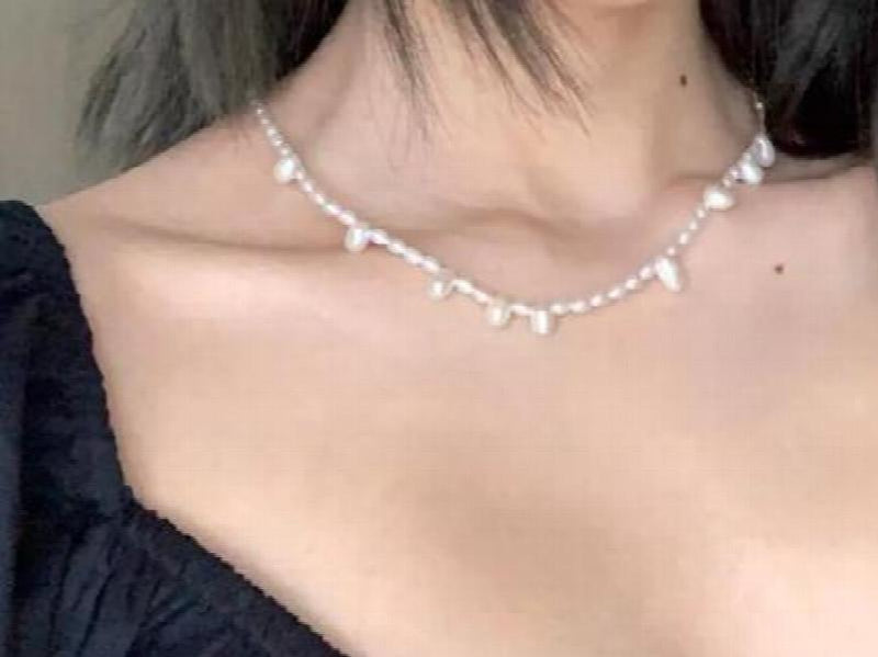 9MM Baroque Freshwater Pearl Choker Necklace Women Gift Fine Jewelry