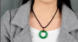 Green Chalcedony Pendant Necklace Sweater Chain Jewelry