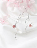 925 Silver Strawberry Quartz Dangle Earrings