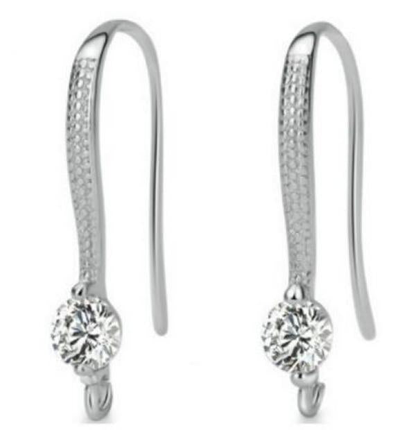 925 Silver Micro-inlaid Zircon Earrings Hooks Gold DIY Jewelry Making