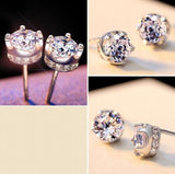Moissanite Amethyst Crown Stud Earrings 925 Silver Wedding Gift