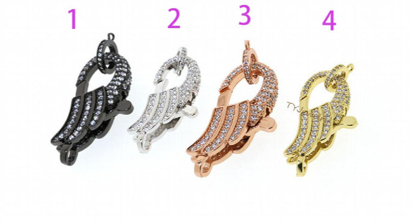 3pcs CZ Micro Pave Wing Hook Lobster Clasp 18.8x41.7mm