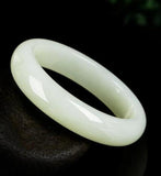 Women's Jadeite Bracelet Natural Charm Jewelry Hand Carved Round Bangle